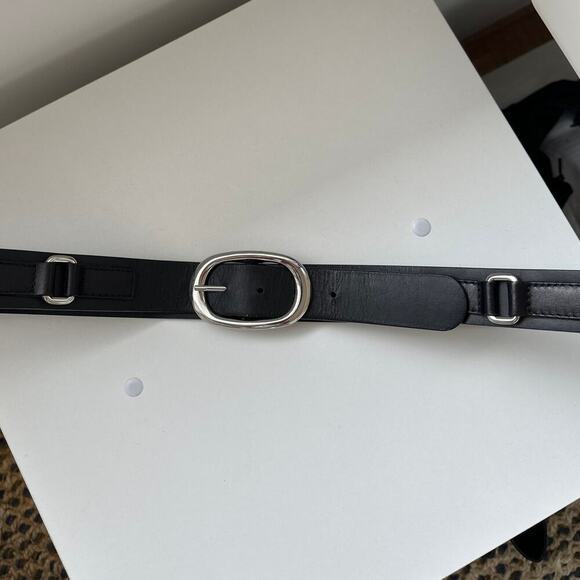 Chico's Womens Black Leather and Silver Belt, Size L - Picture 2 of 7